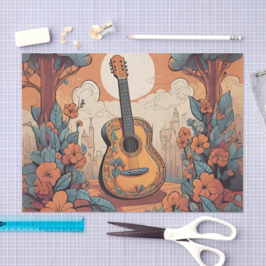 Funky Guitar Decoupage Tissue Paper Tissuepapier (Craft)