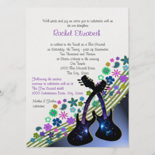 Funky Guitar Music Bat Mitzvah Kaart