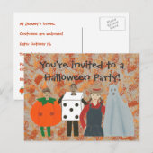 Funky Halloween Kostuum Party Invitation briefkaar Uitnodiging Briefkaart (Voorkant / Achterkant)