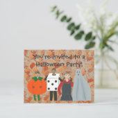 Funky Halloween Kostuum Party Invitation briefkaar Uitnodiging Briefkaart (Staand voorkant)