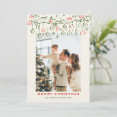 Funky Hand Drawn Boho Merry Christmas 2 Photo Feestdagenkaart (Staand voorkant)