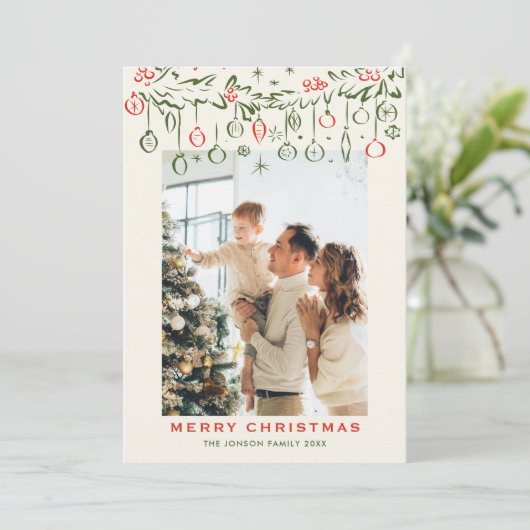 Funky Hand Drawn Boho Merry Christmas 2 Photo Feestdagenkaart (Staand voorkant)