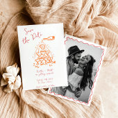 Funky Hand Drawn Champagne Tower Bewaar de datum Kaart