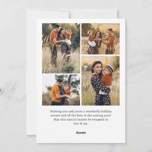 Funky Hand Drawn Christmas Red Bow 5 Photo Feestdagenkaart (Achterkant)