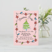Funky Hand Drawn Christmas Tree Lights Party Kaart (Staand voorkant)