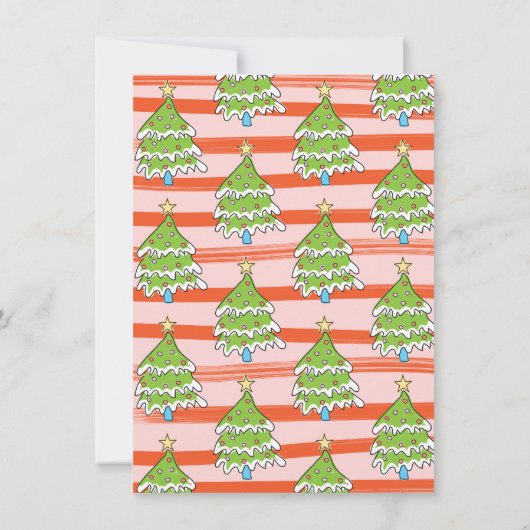 Funky Hand Drawn Christmas Tree Lights Party Kaart (Achterkant)