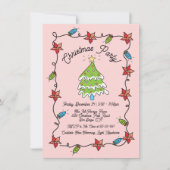 Funky Hand Drawn Christmas Tree Lights Party Kaart (Voorkant)