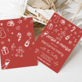 Funky Hand Drawn Jingle en Mingle Christmas Party Kaart