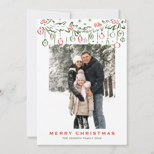 Funky Hand Drawn Merry Christmas 2 Photo Feestdagenkaart (Voorkant)