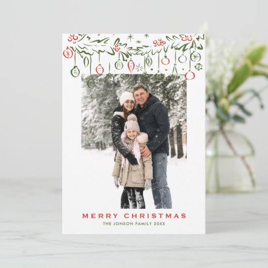 Funky Hand Drawn Merry Christmas 2 Photo Feestdagenkaart (Staand voorkant)