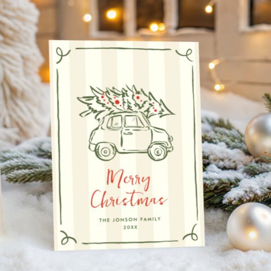 Funky Hand Drawn Scribble Retro Christmas Feestdagenkaart