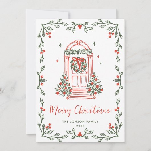 Funky Hand Drawn Scribble Retro Christmas Feestdagenkaart (Voorkant)