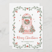 Funky Hand Drawn Scribble Retro Christmas Feestdagenkaart (Voorkant / Achterkant)