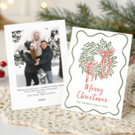 Funky Hand Drawn Scribble Retro Christmas Photo Feestdagenkaart