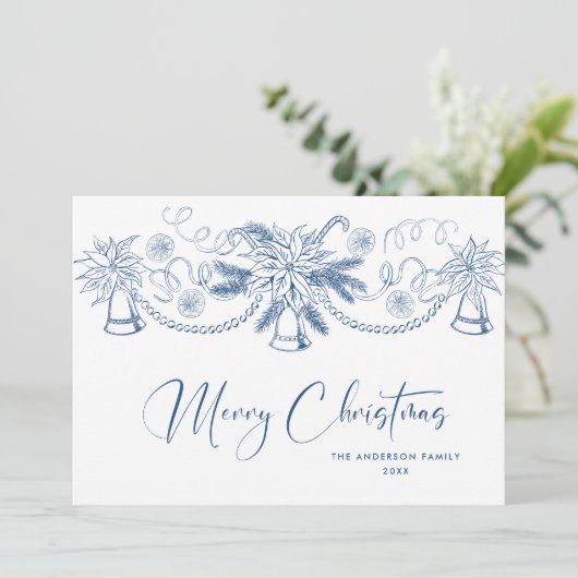 Funky Hand Drawn Scribble Retro Kerstmis Feestdagenkaart (Staand voorkant)