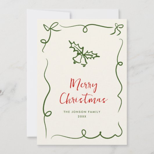 Funky Hand Drawn Scribble Retro Kerstmis Feestdagenkaart (Voorkant)