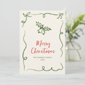 Funky Hand Drawn Scribble Retro Kerstmis Feestdagenkaart (Staand voorkant)