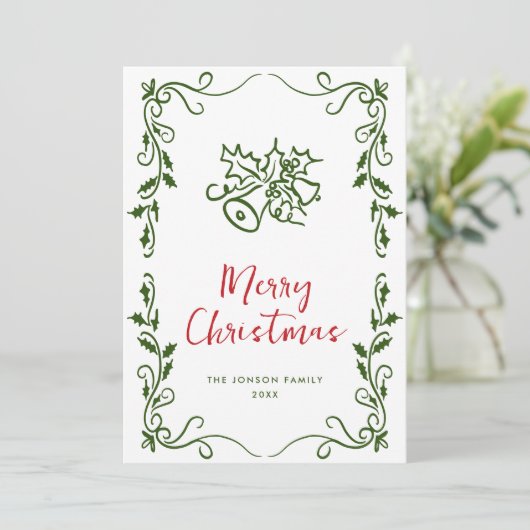 Funky Hand Drawn Scribble Retro Kerstmis Feestdagenkaart (Staand voorkant)