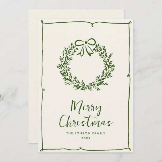 Funky Hand Drawn Scribble Retro Kerstmis Feestdagenkaart (Voorkant / Achterkant)