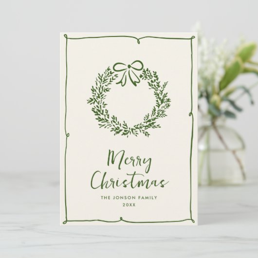 Funky Hand Drawn Scribble Retro Kerstmis Feestdagenkaart (Staand voorkant)