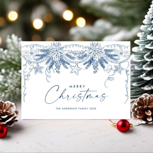 Funky Hand Drawn Scribble Retro Kerstmis Feestdagenkaart