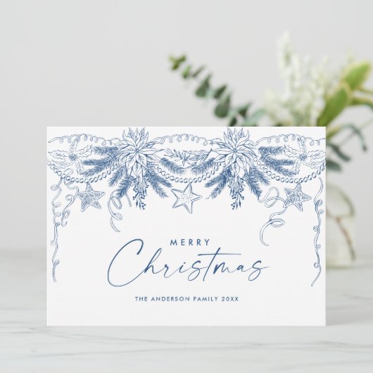 Funky Hand Drawn Scribble Retro Kerstmis Feestdagenkaart (Staand voorkant)