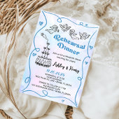 Funky Hand Drawn Wedding repetitie diner Kaart