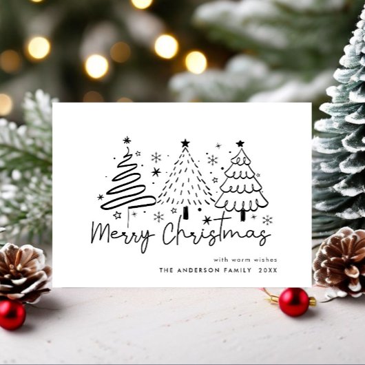 Funky Hand Drawn Whimsical Christmas Feestdagenkaart