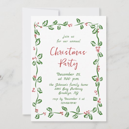 Funky Hand Drawn Whimsical Christmas Holiday Party Kaart (Voorkant)