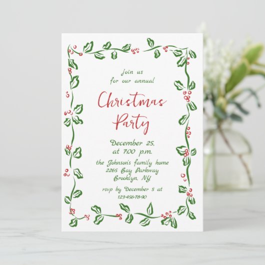 Funky Hand Drawn Whimsical Christmas Holiday Party Kaart (Staand voorkant)