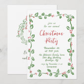 Funky Hand Drawn Whimsical Christmas Holiday Party Kaart (Voorkant / Achterkant)