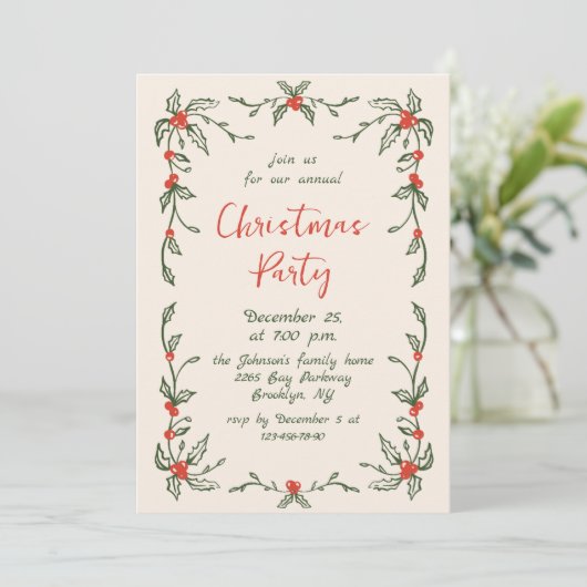 Funky Hand Drawn Whimsical Christmas Holiday Party Kaart (Staand voorkant)