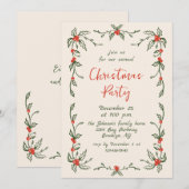 Funky Hand Drawn Whimsical Christmas Holiday Party Kaart (Voorkant / Achterkant)