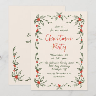 Funky Hand Drawn Whimsical Christmas Holiday Party Kaart
