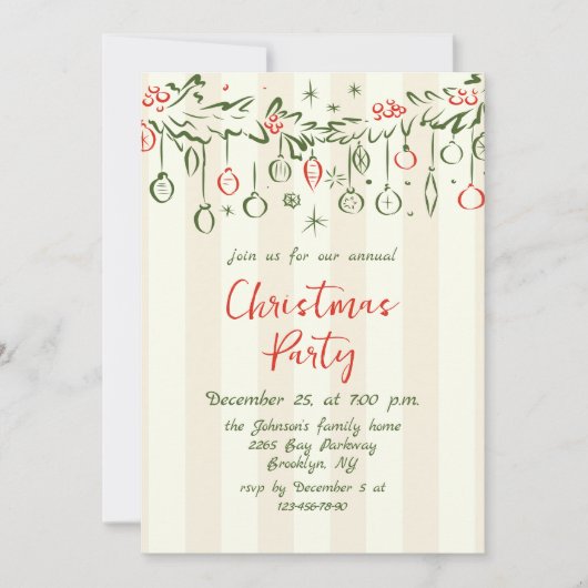 Funky Hand Drawn Whimsical Christmas Holiday Party Kaart (Voorkant)