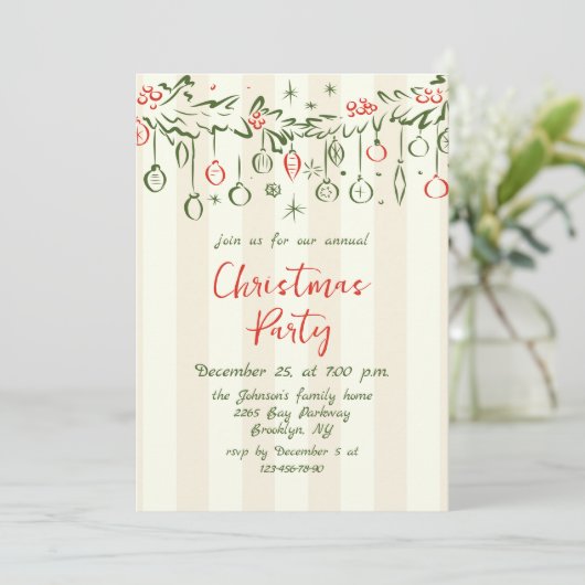 Funky Hand Drawn Whimsical Christmas Holiday Party Kaart (Staand voorkant)