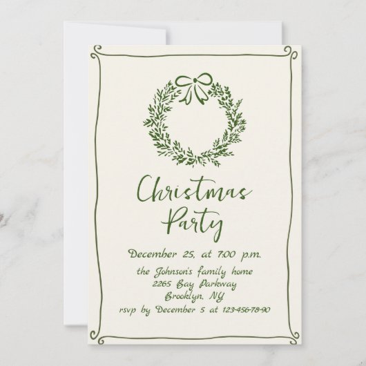 Funky Hand Drawn Whimsical Christmas Holiday Party Kaart (Voorkant)