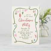 Funky Hand Drawn Whimsical Christmas Holiday Party Kaart (Staand voorkant)