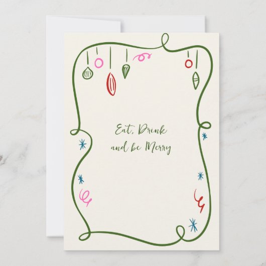 Funky Hand Drawn Whimsical Christmas Holiday Party Kaart (Achterkant)