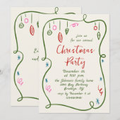 Funky Hand Drawn Whimsical Christmas Holiday Party Kaart (Voorkant / Achterkant)