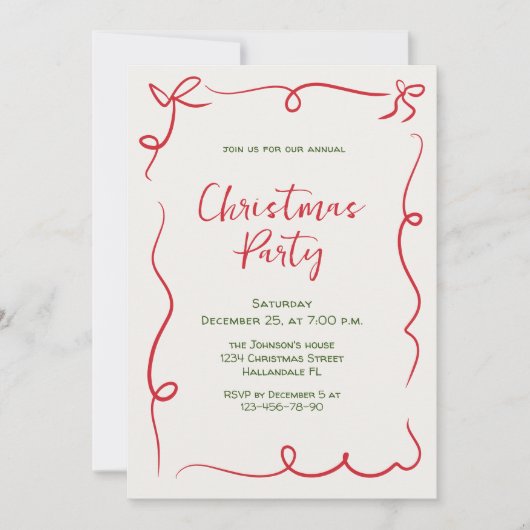 Funky Hand Drawn Whimsical Christmas Holiday Party Kaart (Voorkant)