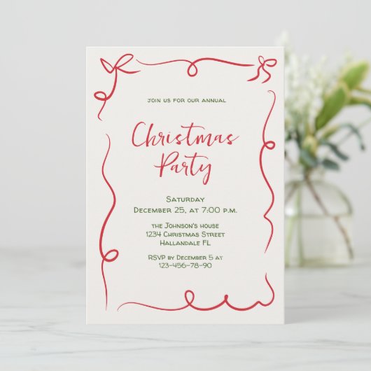 Funky Hand Drawn Whimsical Christmas Holiday Party Kaart (Staand voorkant)