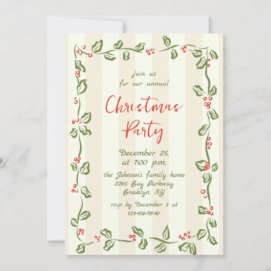 Funky Hand Drawn Whimsical Christmas Holiday Party Kaart (Voorkant)