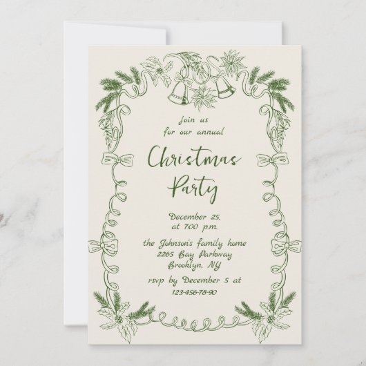 Funky Hand Drawn Whimsical Christmas Holiday Party Kaart (Voorkant)
