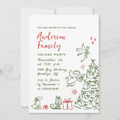 Funky Hand Drawn Whimsical Christmas Holiday Party Kaart (Voorkant)