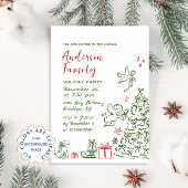 Funky Hand Drawn Whimsical Christmas Holiday Party Kaart