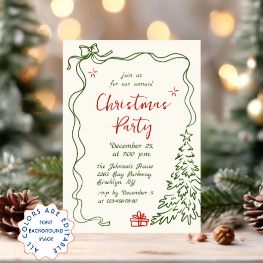 Funky Hand Drawn Whimsical Christmas Holiday Party Kaart