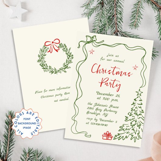 Funky Hand Drawn Whimsical Christmas Holiday Party Kaart