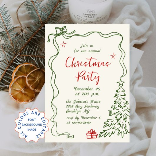 Funky Hand Drawn Whimsical Christmas Holiday Party Kaart