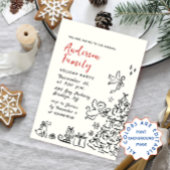 Funky Hand Drawn Whimsical Christmas Holiday Party Kaart